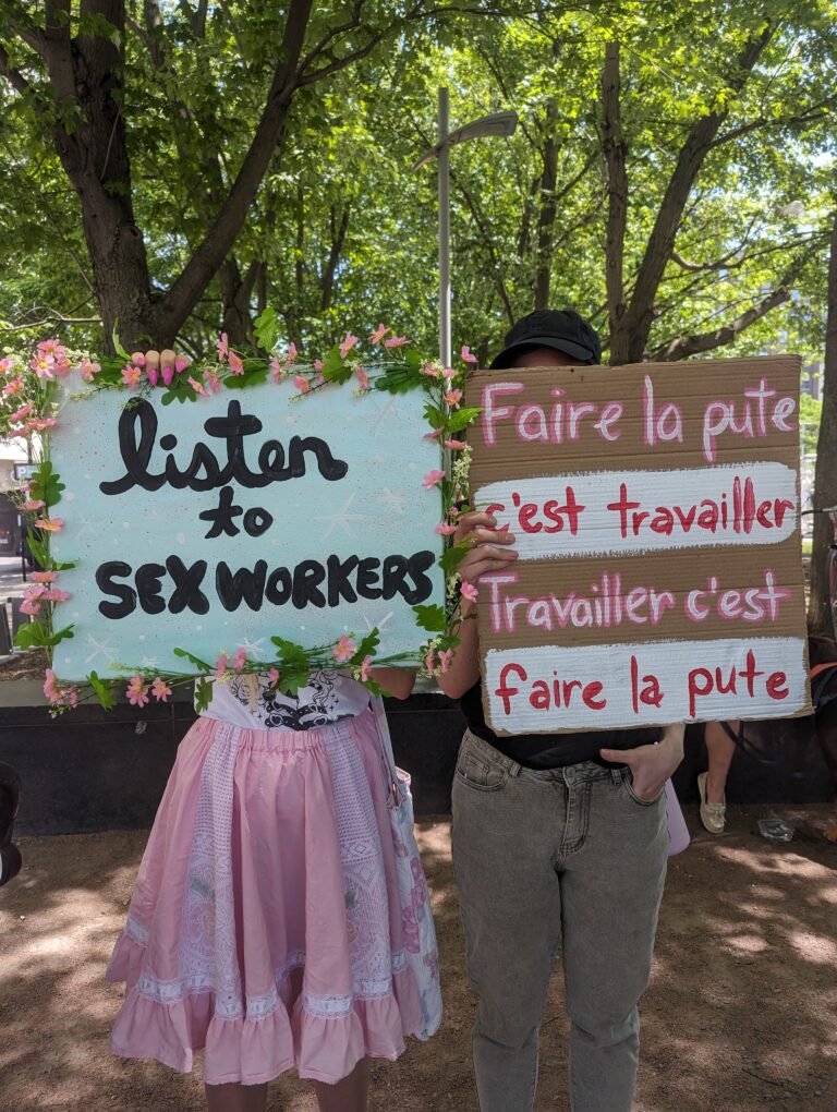 Contre-manifestation abolition prostitution sex work travail du sexe